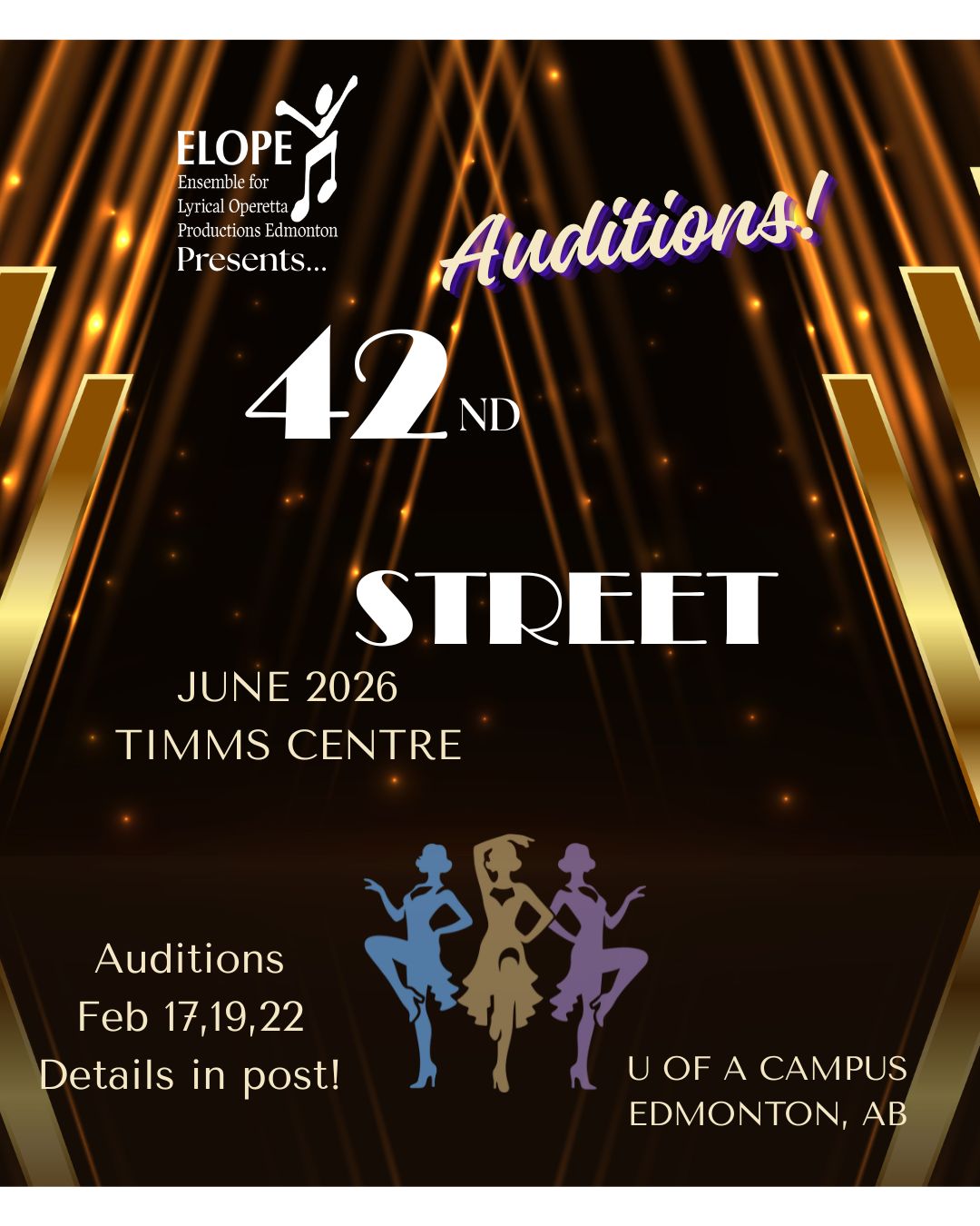 Auditions (Edmonton): 42nd Street – ELOPE Musical Theatre, Theater News Auditions (Edmonton): 42nd Street – ELOPE Musical Theatre, Theater News